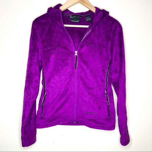 Marmot Fuzzy Zip Up Hoodie Purple Sz XS